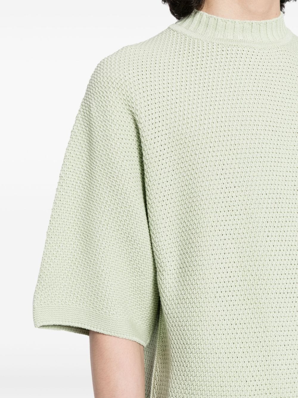 Shop Issey Miyake Mock-neck Chunky-knit T-shirt In Green