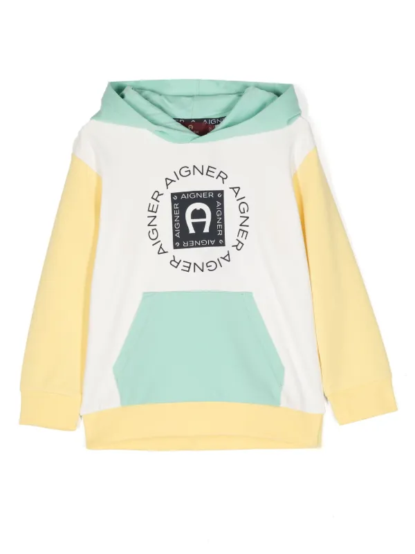 Aigner Kids colour-block logo-print Hoodie White FARFETCH KW