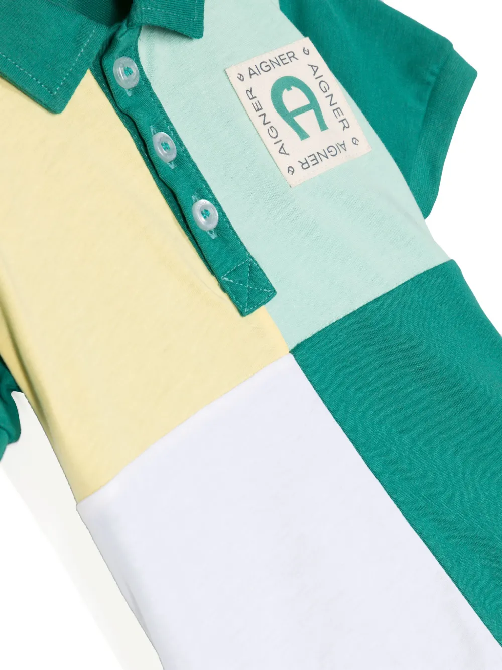 Aigner Logo-patch Colour-block Polo Shirt In Green