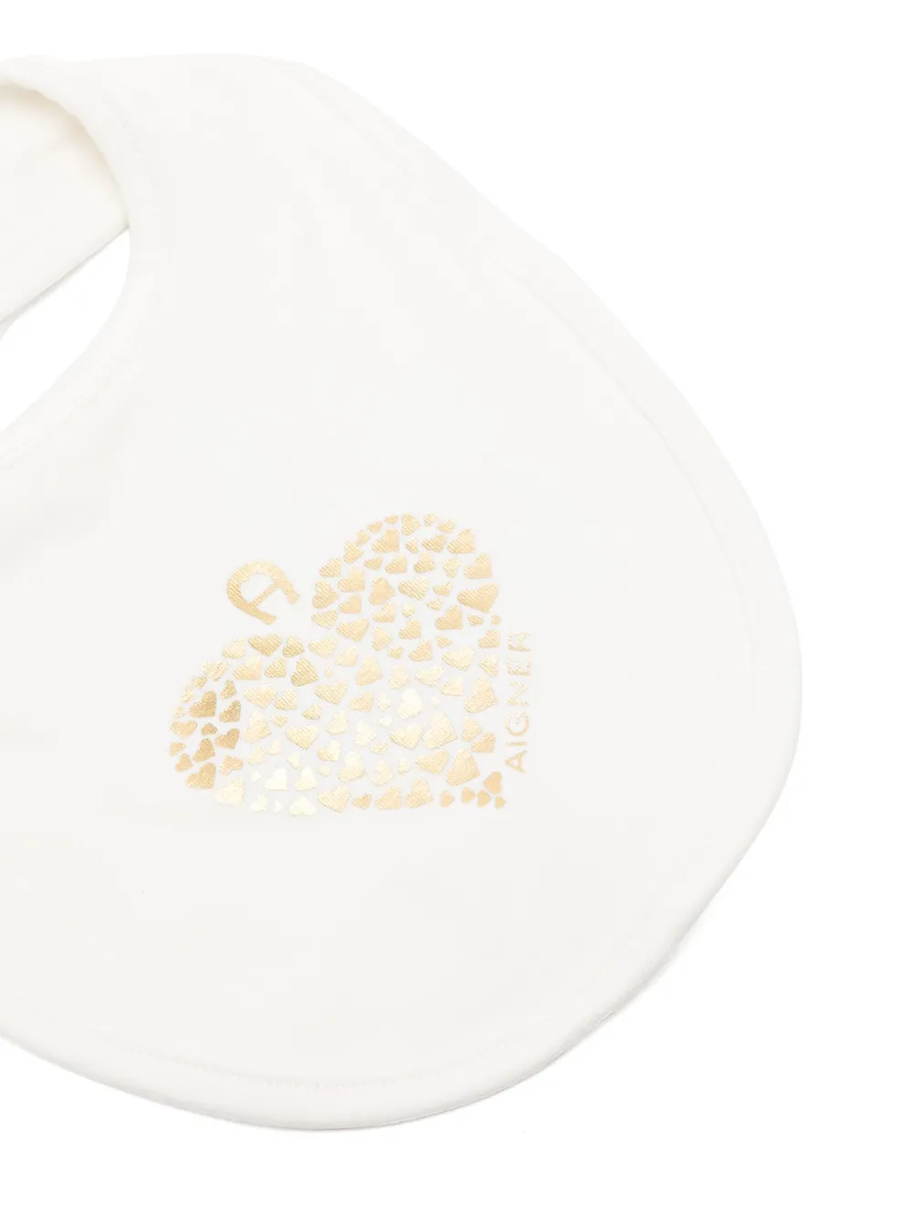 Aigner Kids metallic heart-print Pima cotton bib - Beige