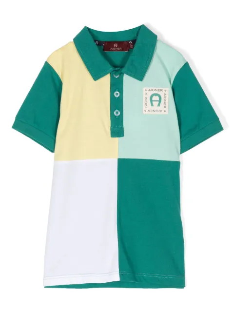 Aigner Kids logo-patch colour-block polo shirt