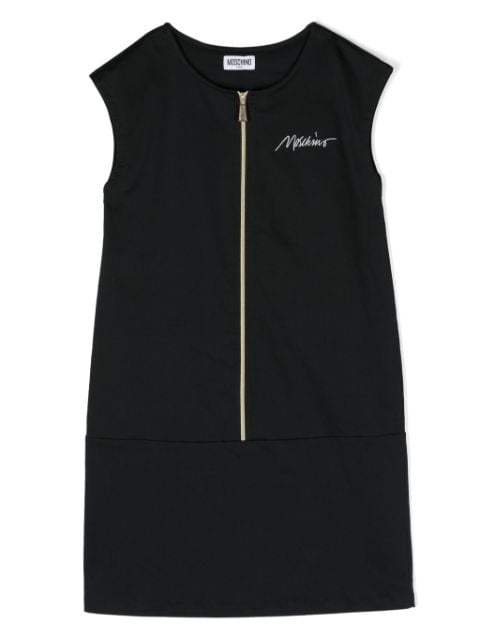 logo-embroidered zip-up dress