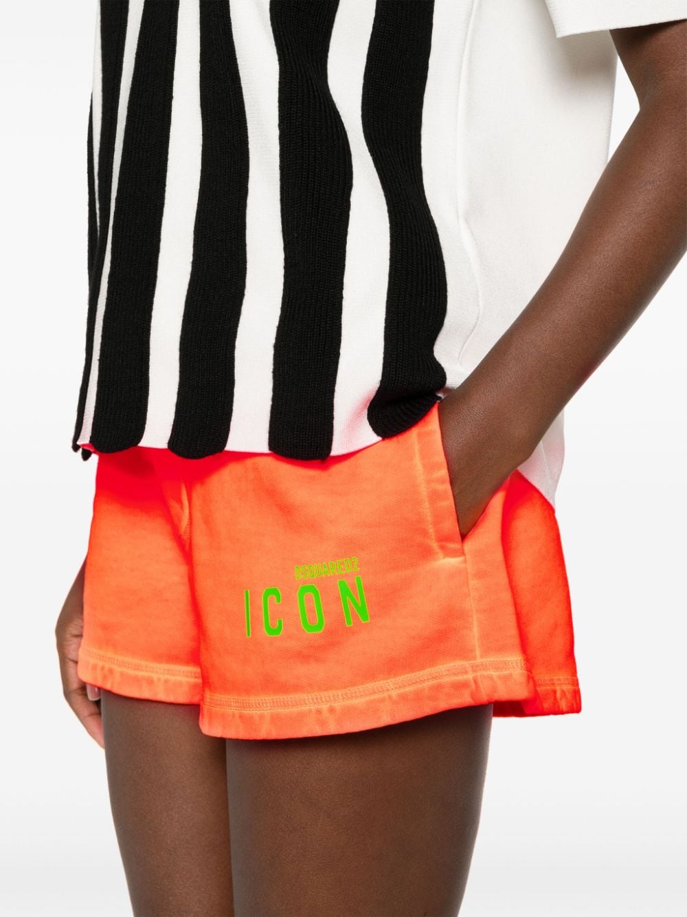 Shop Dsquared2 Be Icon Cotton Shorts In 橘色