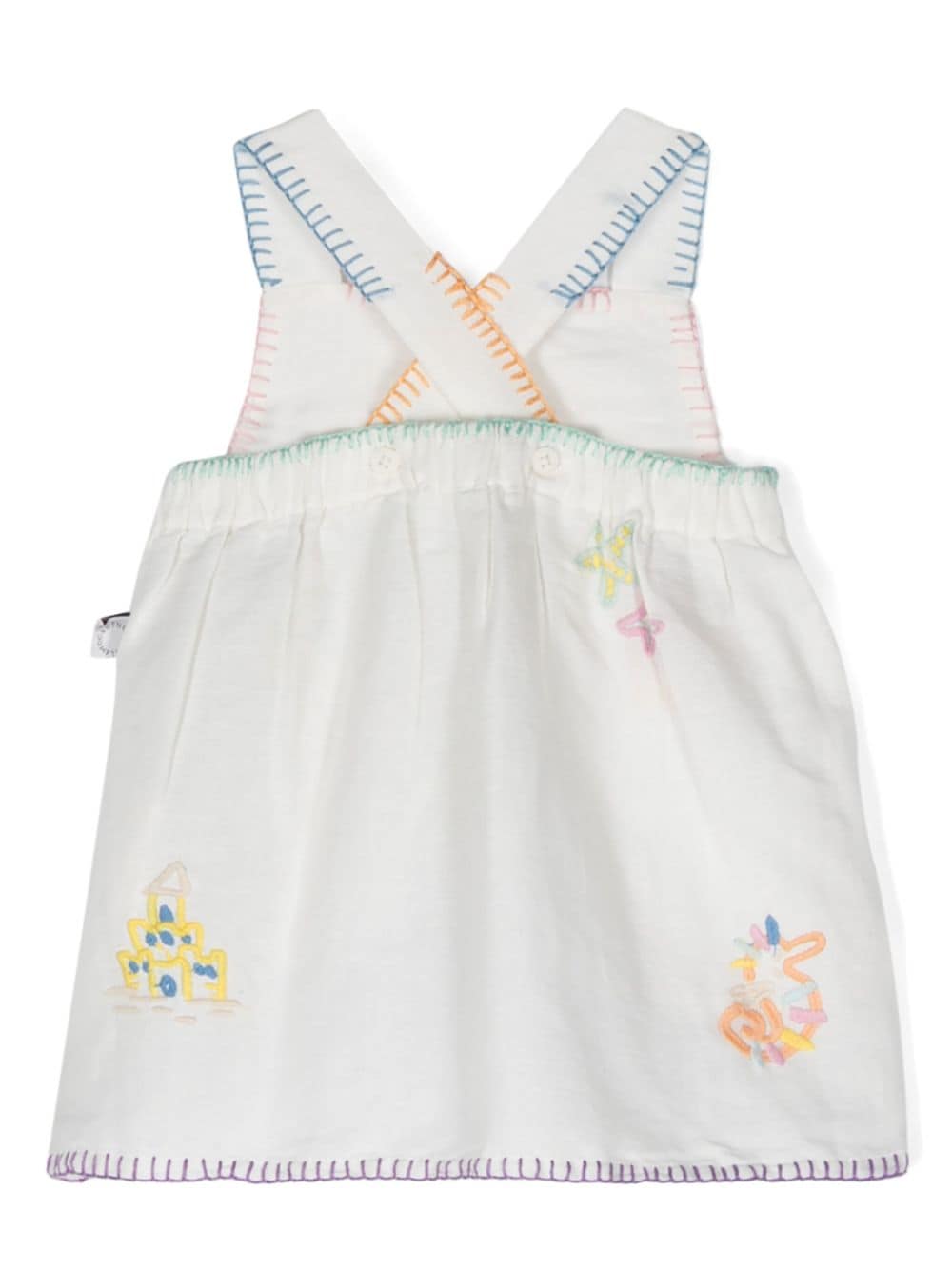 Shop Stella Mccartney Embroidered Chambray Mini Dress In White