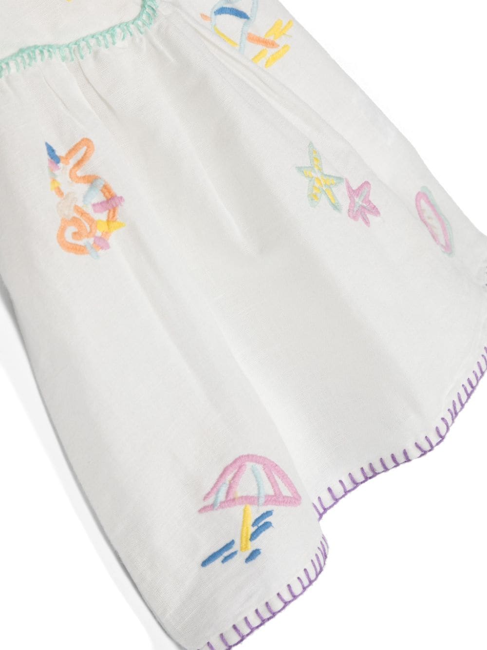 Stella McCartney Kids Chambray mini-jurk met borduurwerk Wit