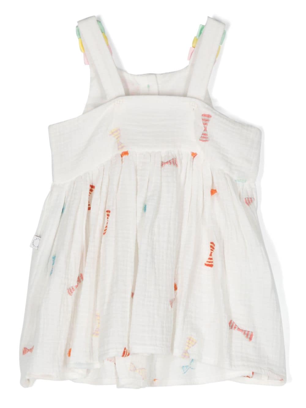 Shop Stella Mccartney Bow-embroidered Mini Dress In White