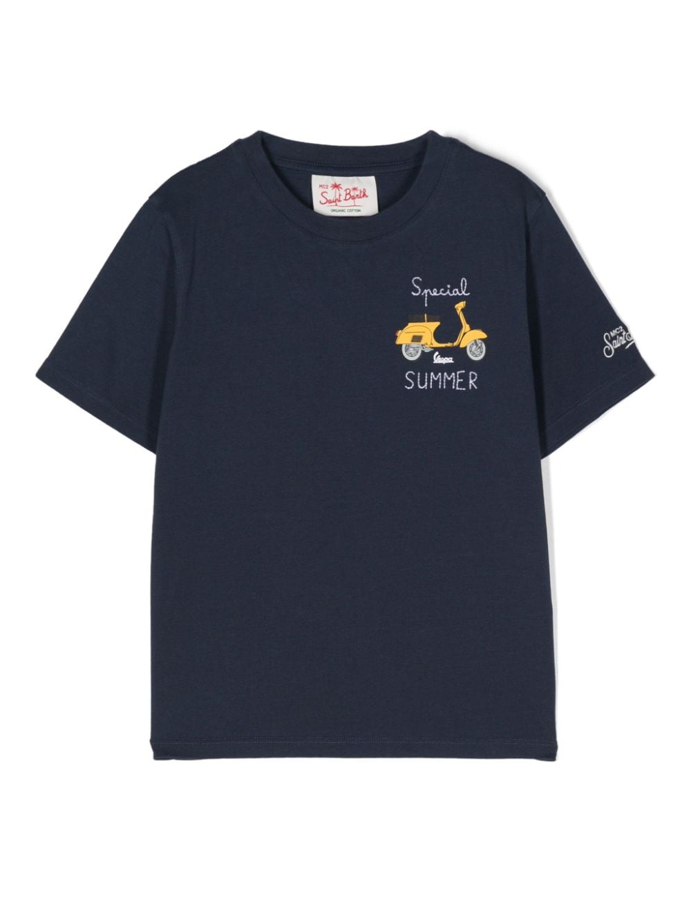 MC2 Saint Barth Kids Katoenen T-shirt met logoprint Blauw