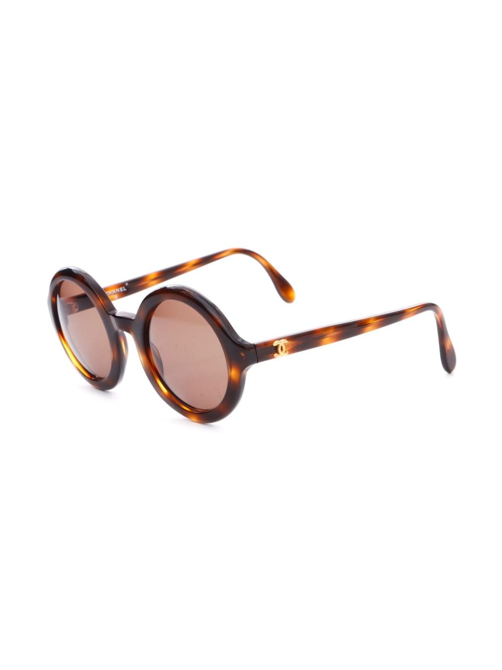 CHANEL Pre-Owned 2000s tortoiseshell-effect round-frame sunglasses - Bruin