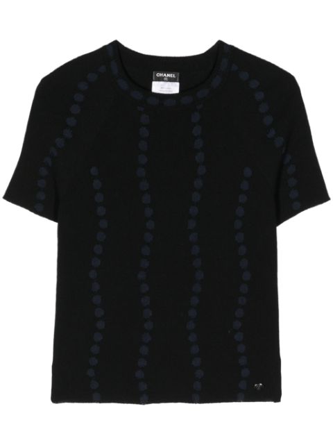 HOT SALE CHANEL 2000s polka dot-embroidered T-shirt Women