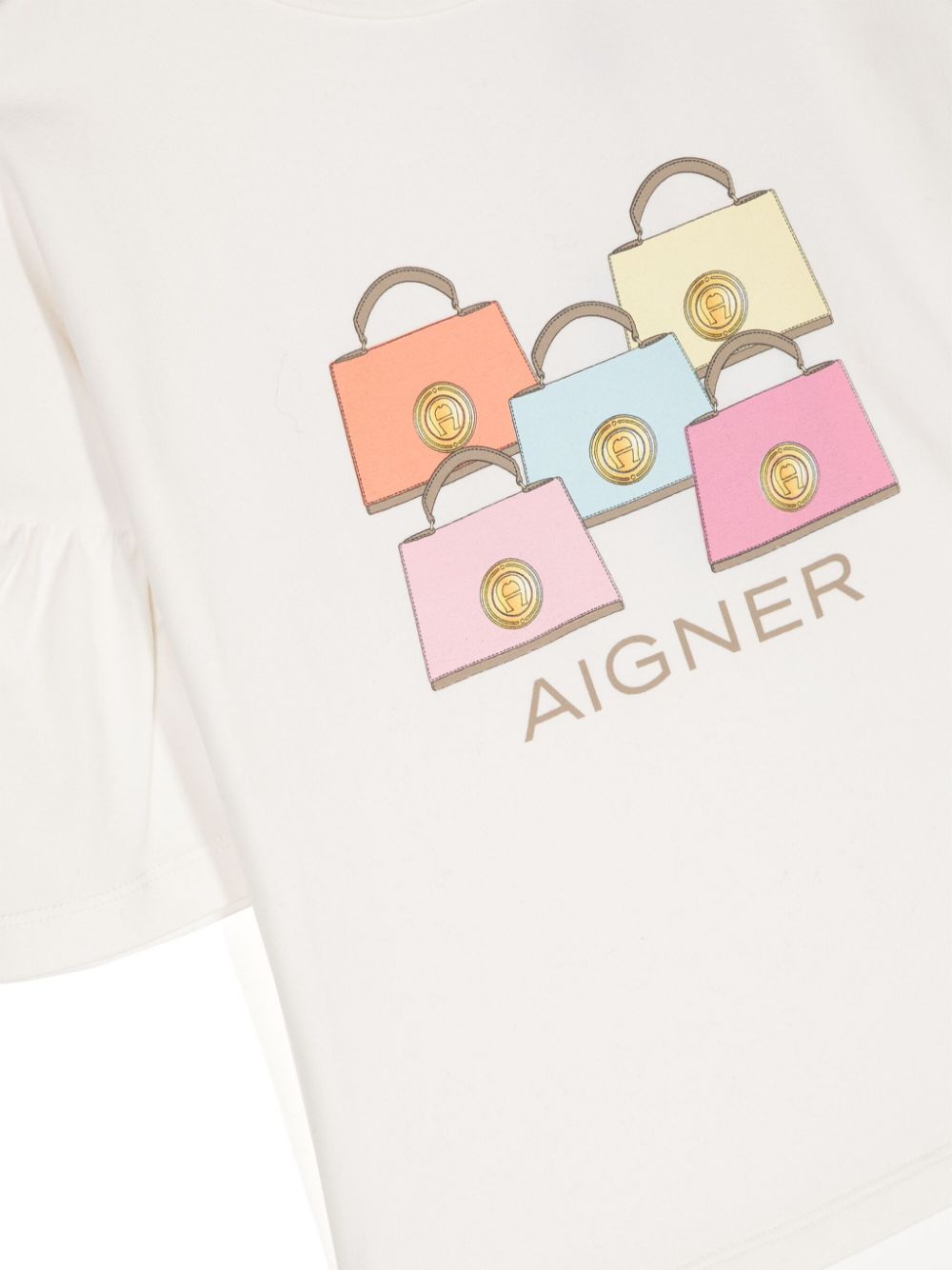 Aigner Kids T-shirt met logoprint en flared mouwen Wit