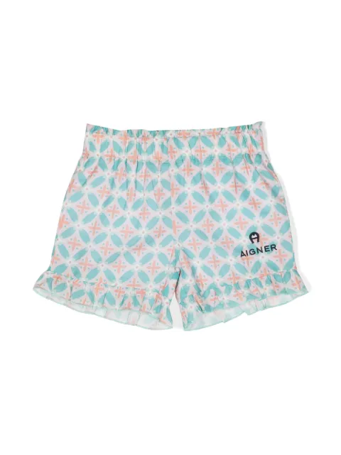 Aigner Kids logo-embroidered cotton shorts
