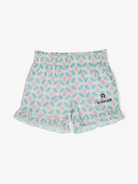 Aigner Kids logo-embroidered cotton shorts
