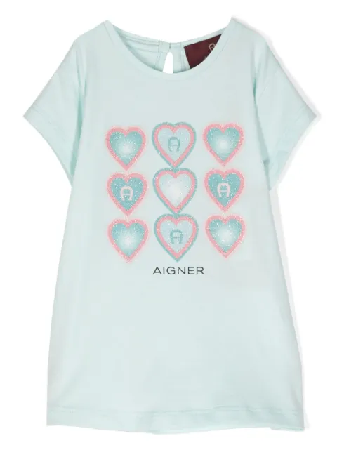 Aigner Kids playera con corazón estampado