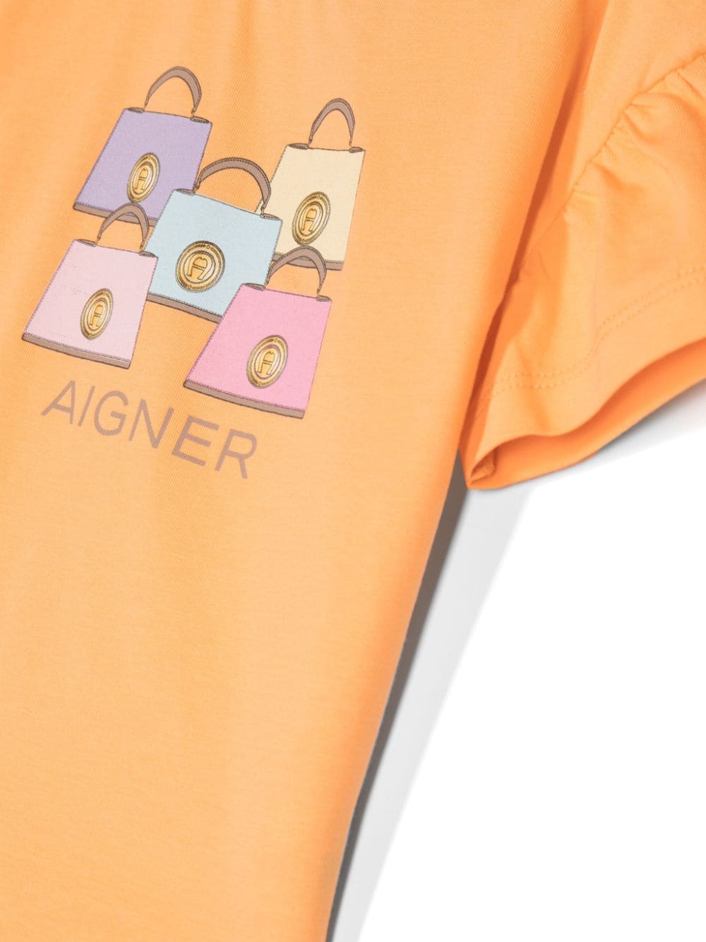 Shop Aigner Logo-print Flared-sleeve T-shirt In Orange