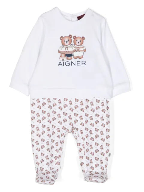 Aigner Kids teddy logo-print Pima cotton pyjamas
