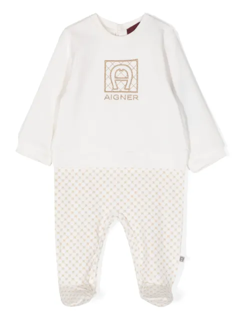 Aigner Kids logo-embroidered Pima cotton pyjamas