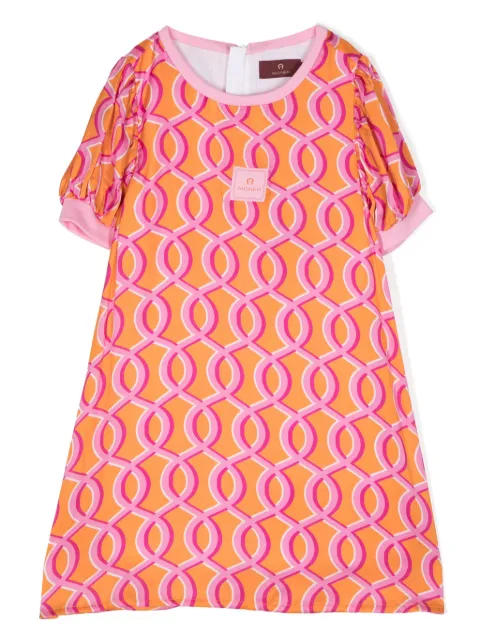 Aigner Kids printed puff-sleeve dress