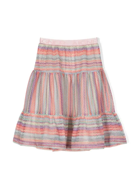 Aigner Kids woven tiered cotton skirt