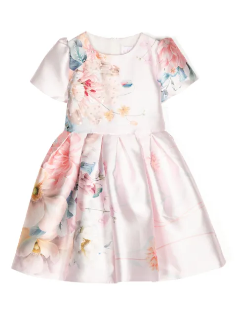 Eirene floral-print pleated satin dress