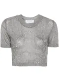 Marine Serre metallic fine-ribbed top - Silver