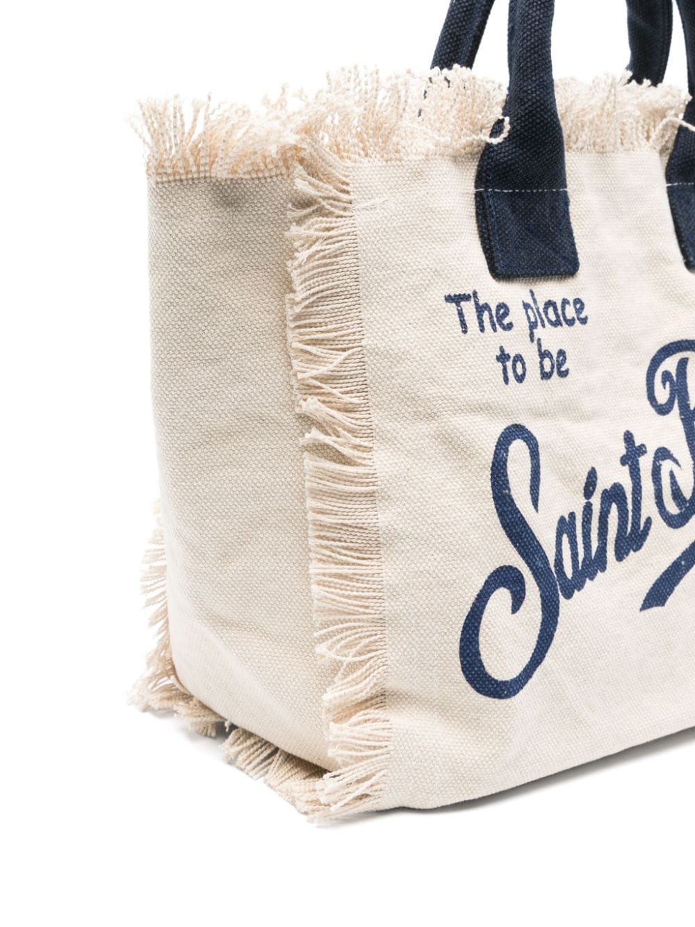 Shop Mc2 Saint Barth Colette Fringed Beach Bag In Neutrals