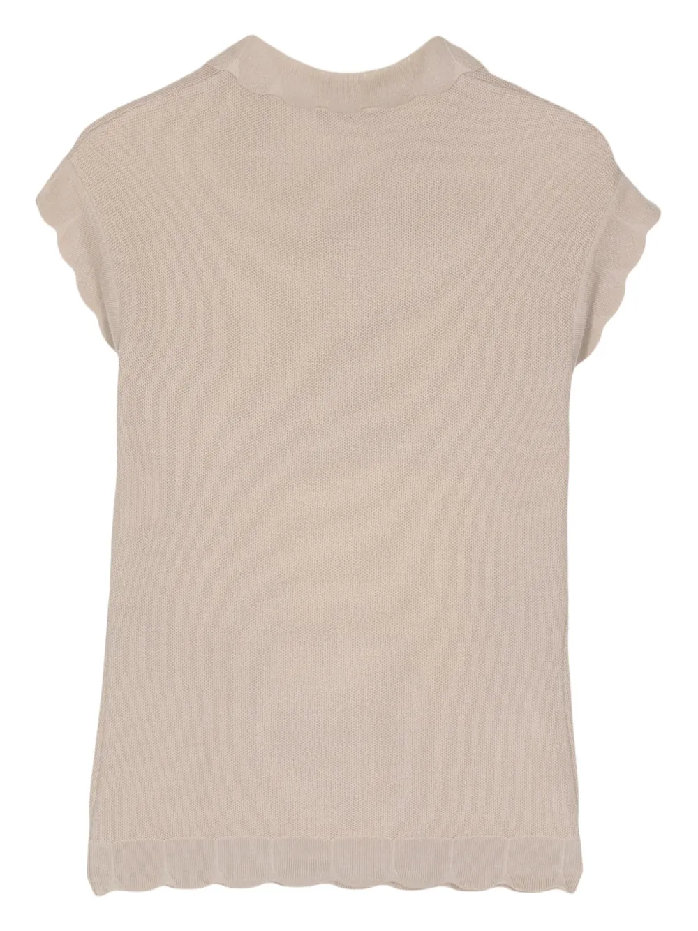 Christian Dior Pre-Owned scalloped cotton polo top - Beige