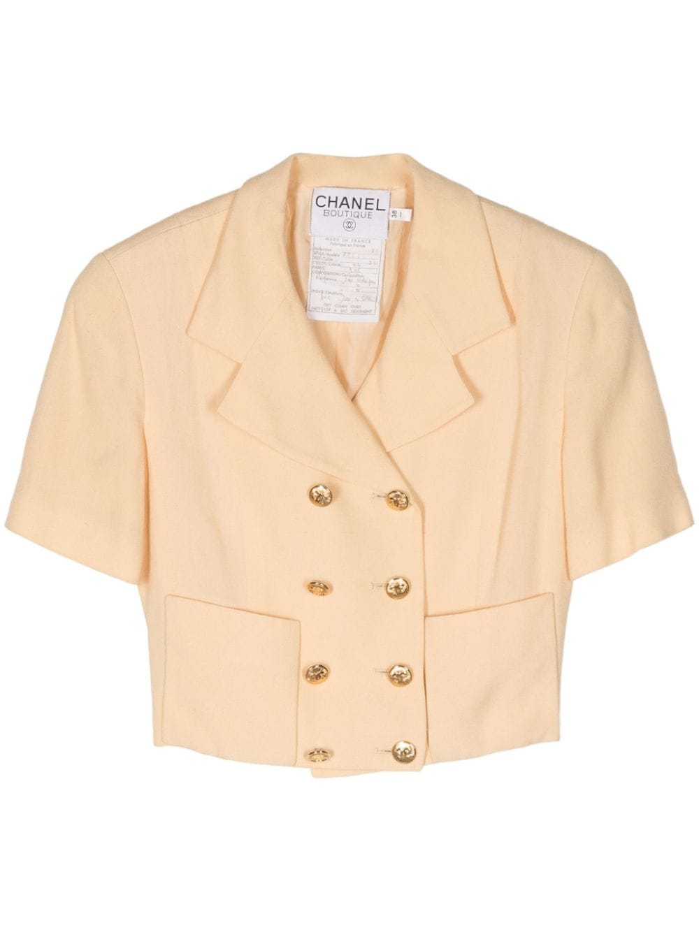 Image 1 of CHANEL Pre-Owned 1990s CC-embossed cropped blazer