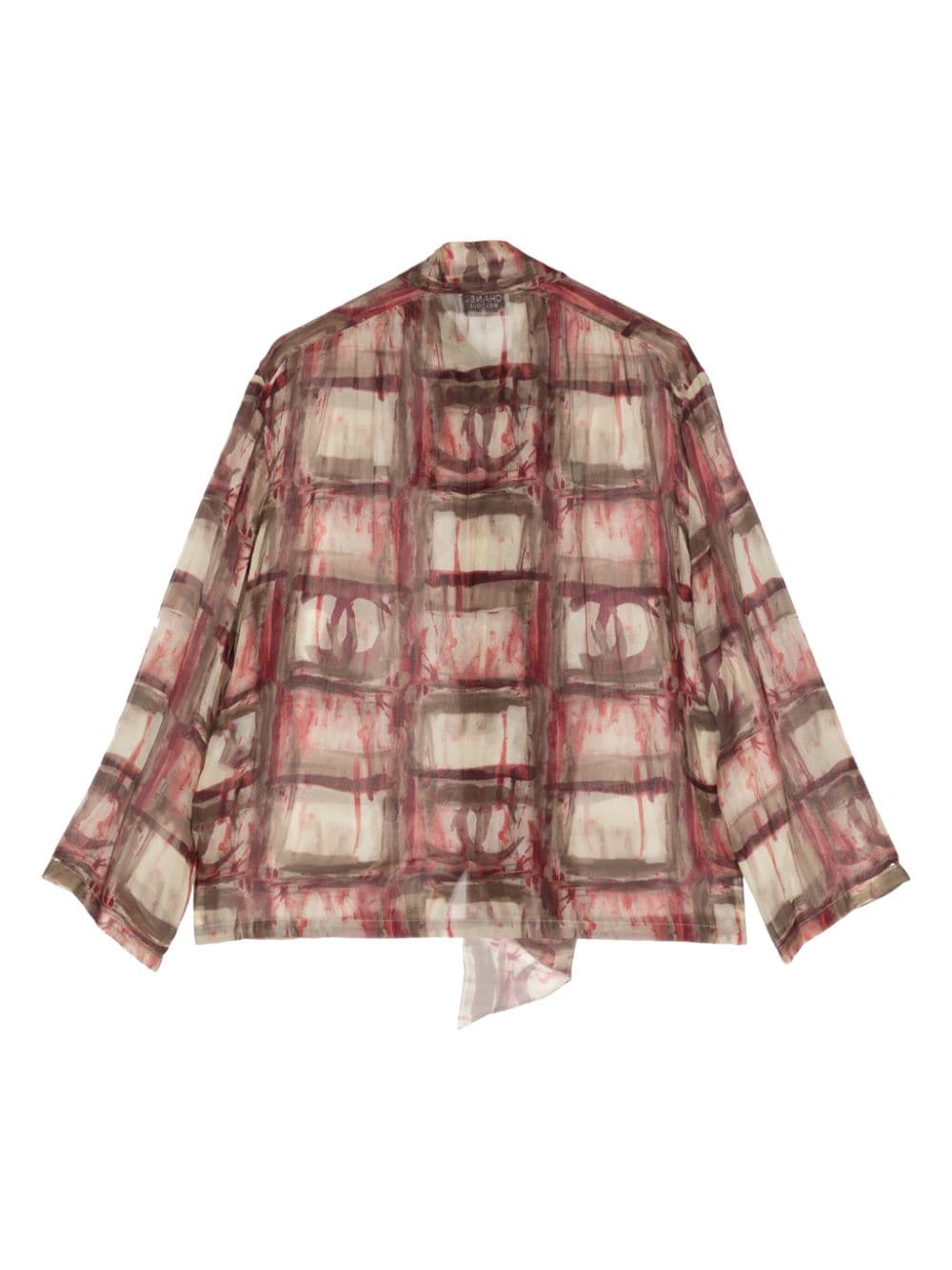 Pre-owned Chanel 1990s Checked Silk Shirt In Green