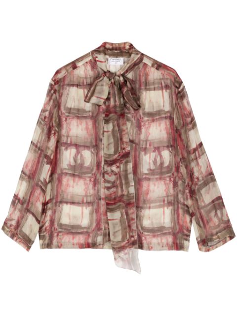 CHANEL 1990s checked silk shirt Women