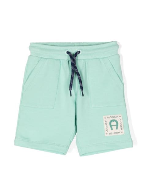 Aigner Kids logo-patch stretch-cotton Bermuda shorts