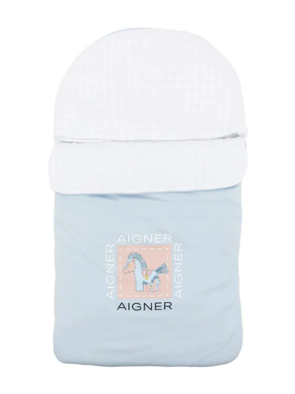 Aigner Kids logo-print Pima Cotton Baby Nest Blue FARFETCH LB