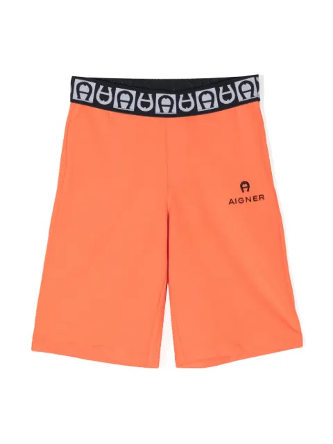 Aigner Kids logo-waistband stretch-cotton Bermuda shorts