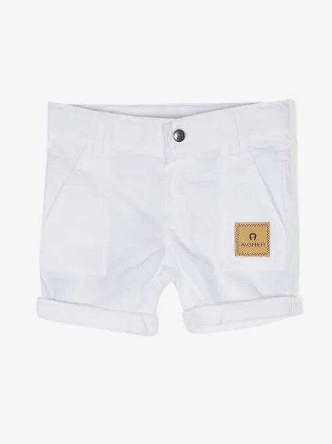 Aigner Kids logo-patch cotton shorts