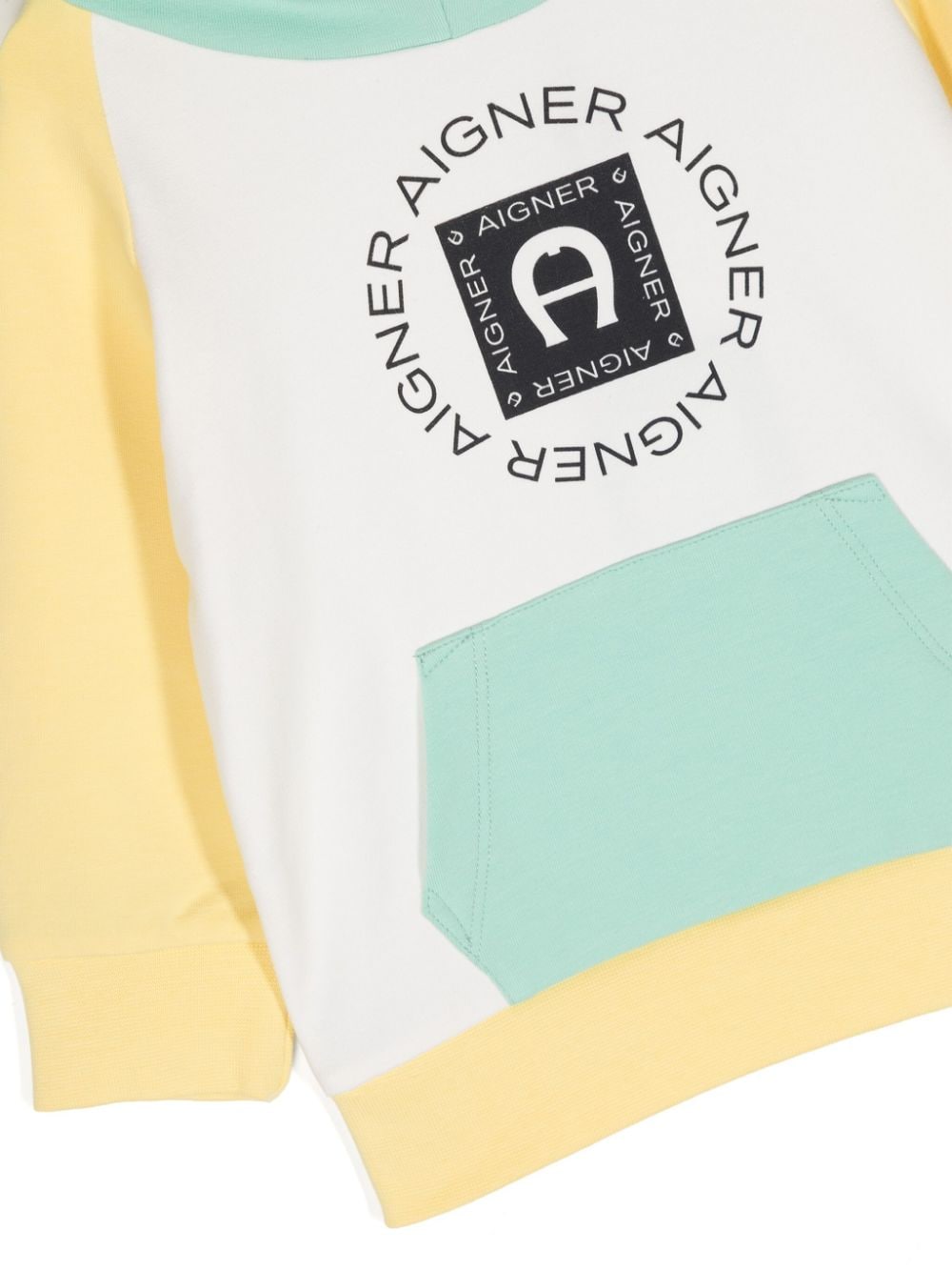 Shop Aigner Colour-block Logo-print Hoodie In White