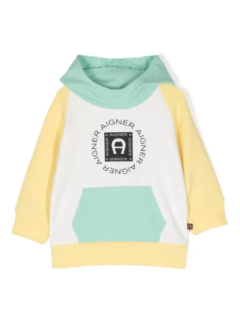 Aigner Kids colour-block logo-print hoodie