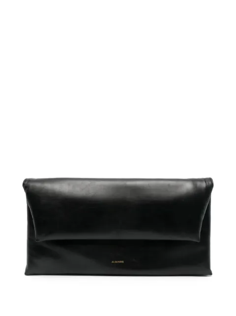 Jil Sander logo-print leather clutch bag