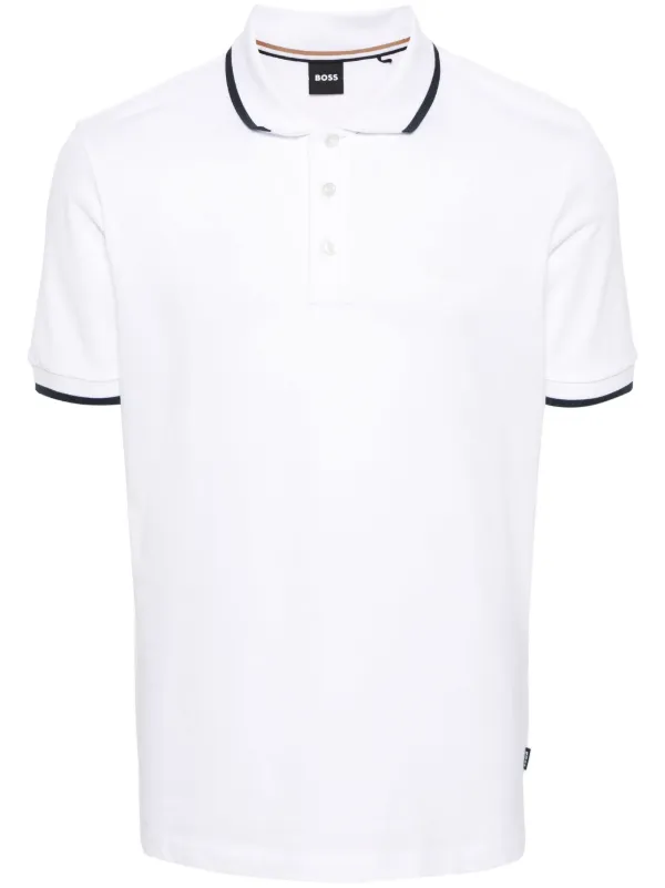 BOSS logo-rubberised Cotton Polo Shirt White FARFETCH PH
