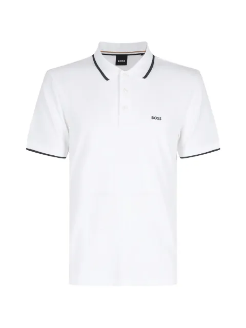 BOSS logo-rubberised cotton polo shirt