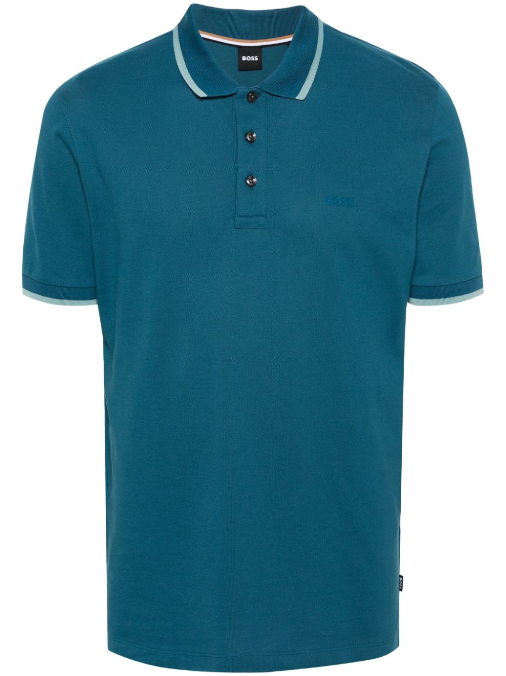 Hugo Boss Logo-rubberised Cotton Polo Shirt In Blue