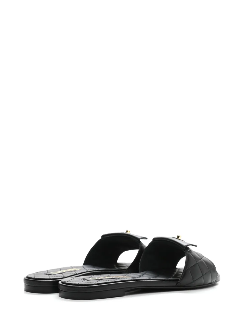 Pre-owned Chanel Cc Turn-lock Leather Sandals In Black