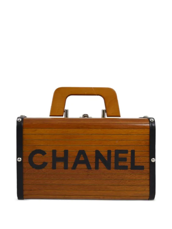 Chanel Pre-owned 1995 Logo-print Wood Vanity Bag in Brown
