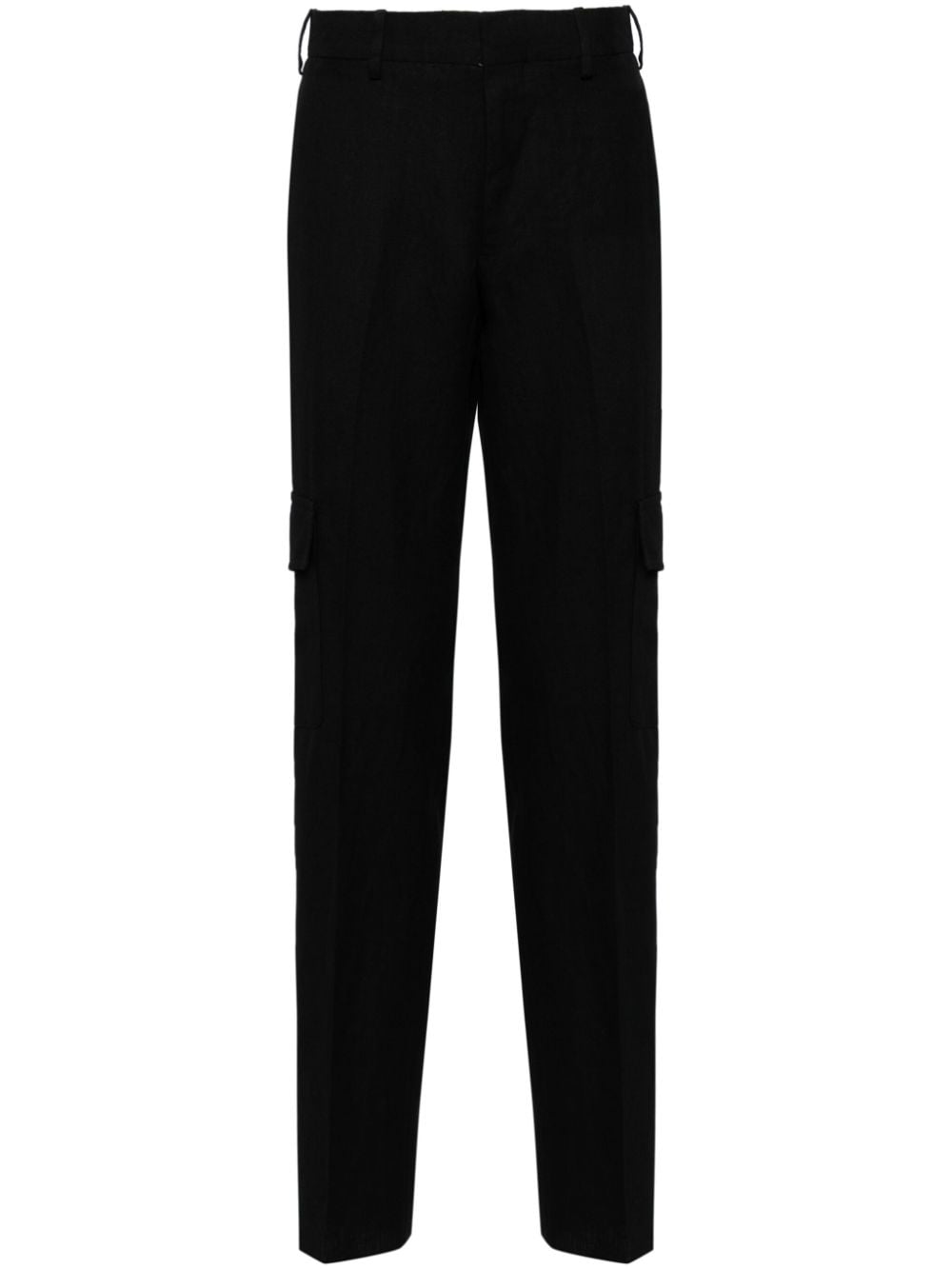 Lardini Straight-leg Flax Cargo Pants In Black
