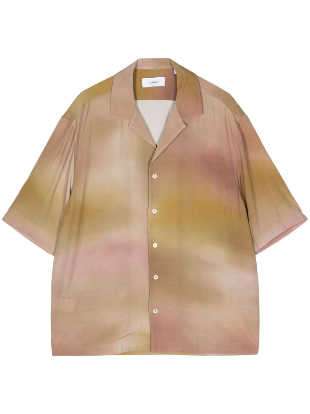 Lardini Watercolour Button-up Shirt In Brown