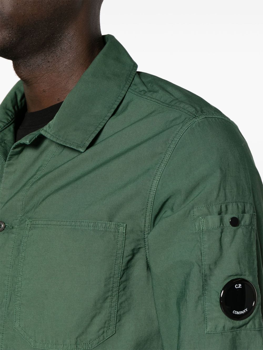 Shop C.p. Company Lens-detail Cotton Overshirt In Green