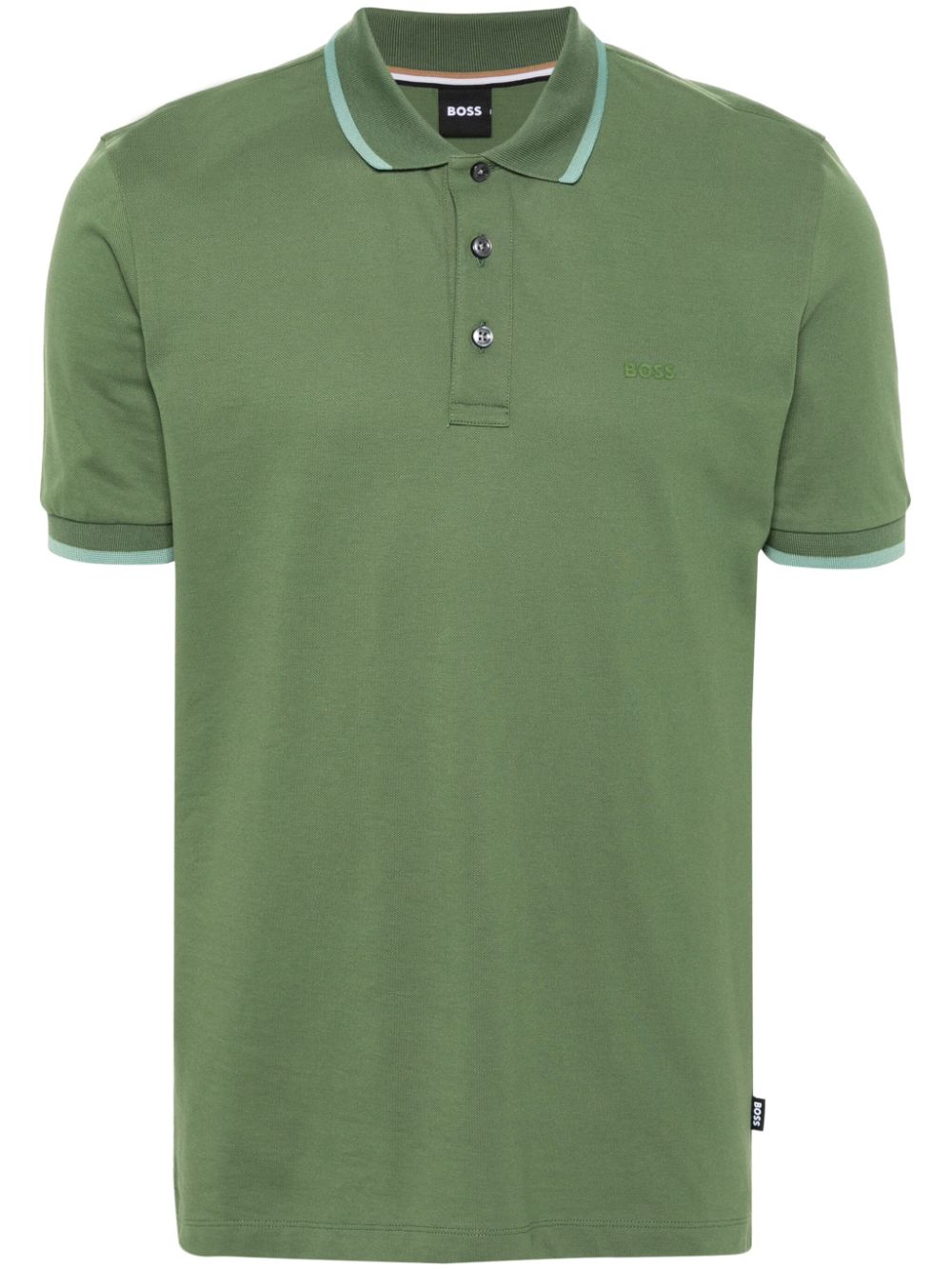 Hugo Boss Logo-rubberised Cotton Polo Shirt In Green