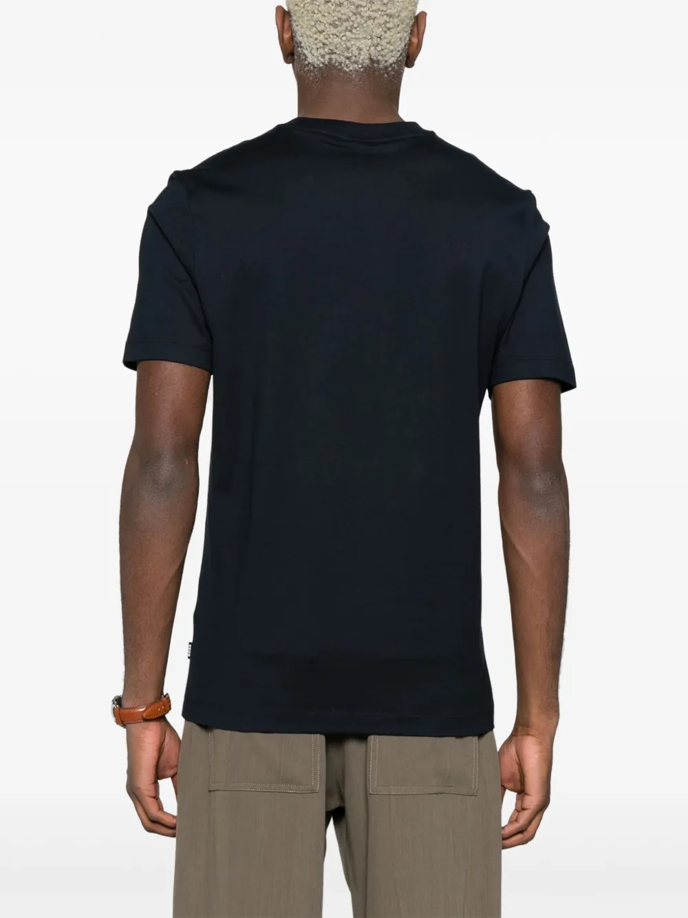 BOSS Katoenen T-shirt met grafische print Blauw