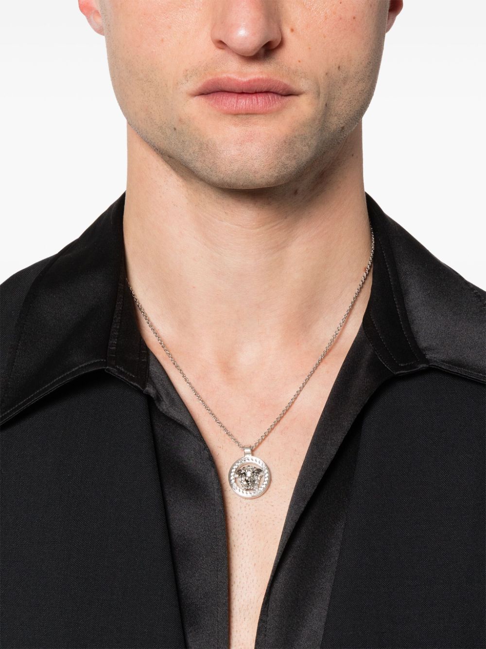Shop Versace Medusa '95 Pendant Necklace In Silver