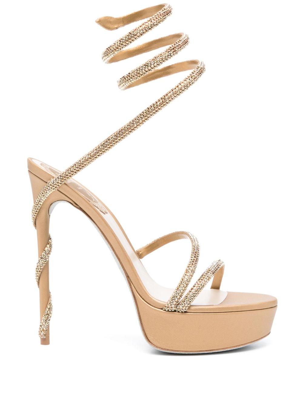 René Caovilla 145mm Rhinestone-embellished Sandals In Gold