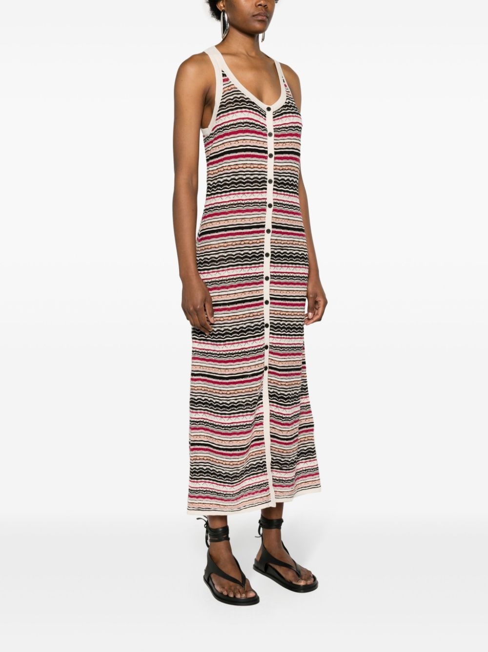 Shop Marant Etoile Haroya Striped Maxi Dress In 中性色