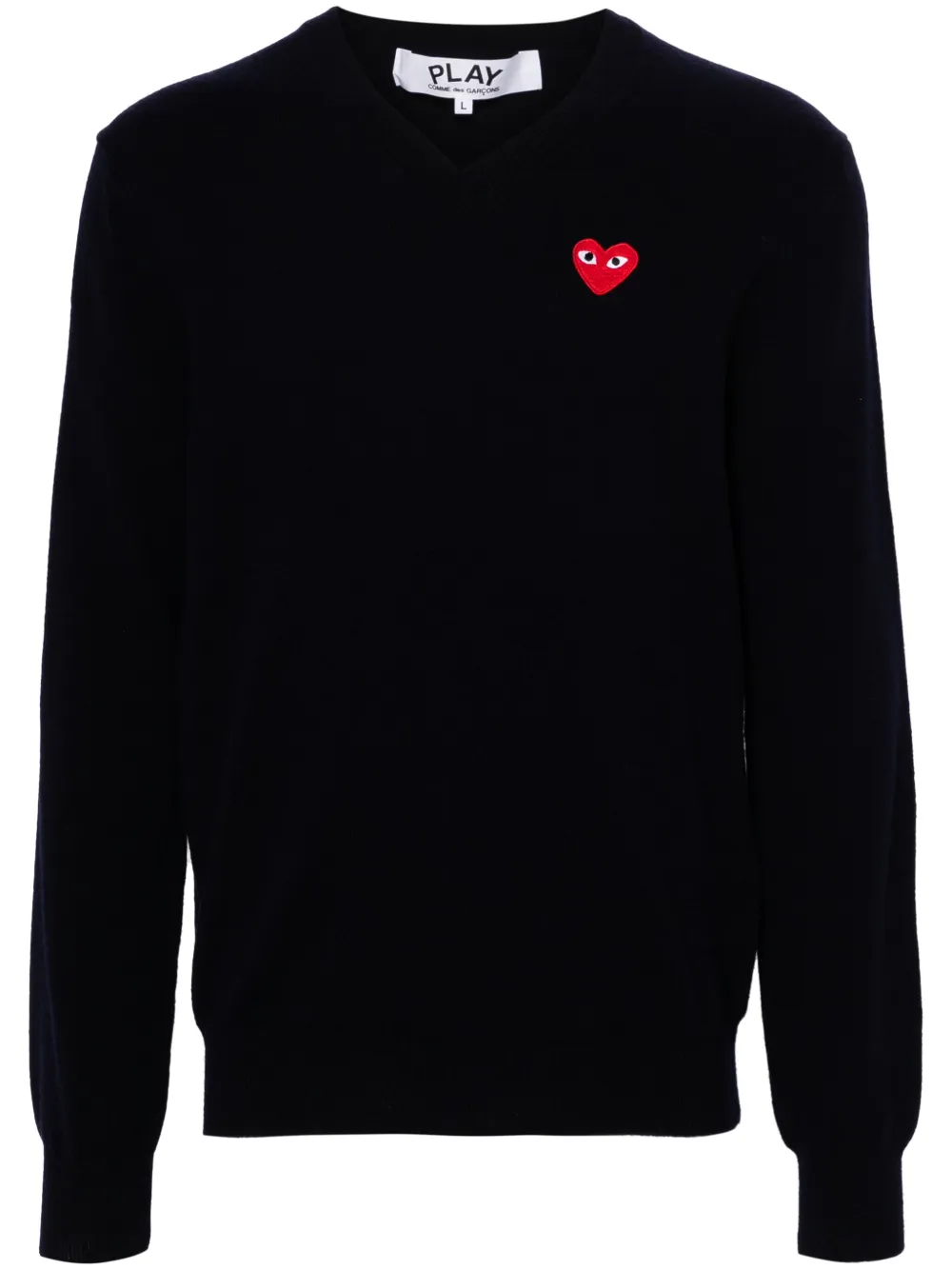 Comme Des Garçons Play Play Heart Wool Knit Sweater In Blue
